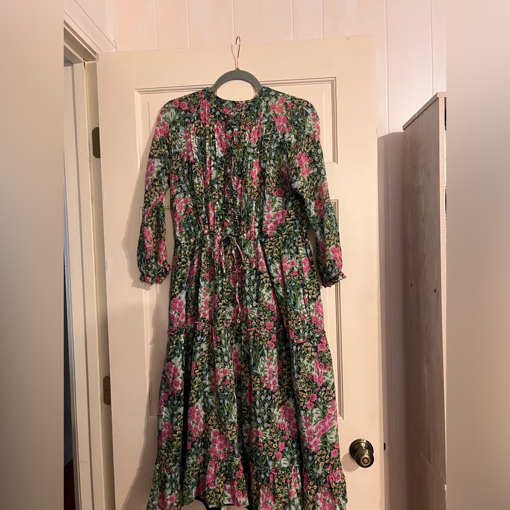 Banjanan Green and Pink Floral Maxi Dress